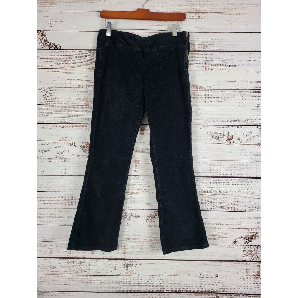 Free People Pull On Velvet Pants XS Womens Black Mid Rise Straight Leg Hip Zip